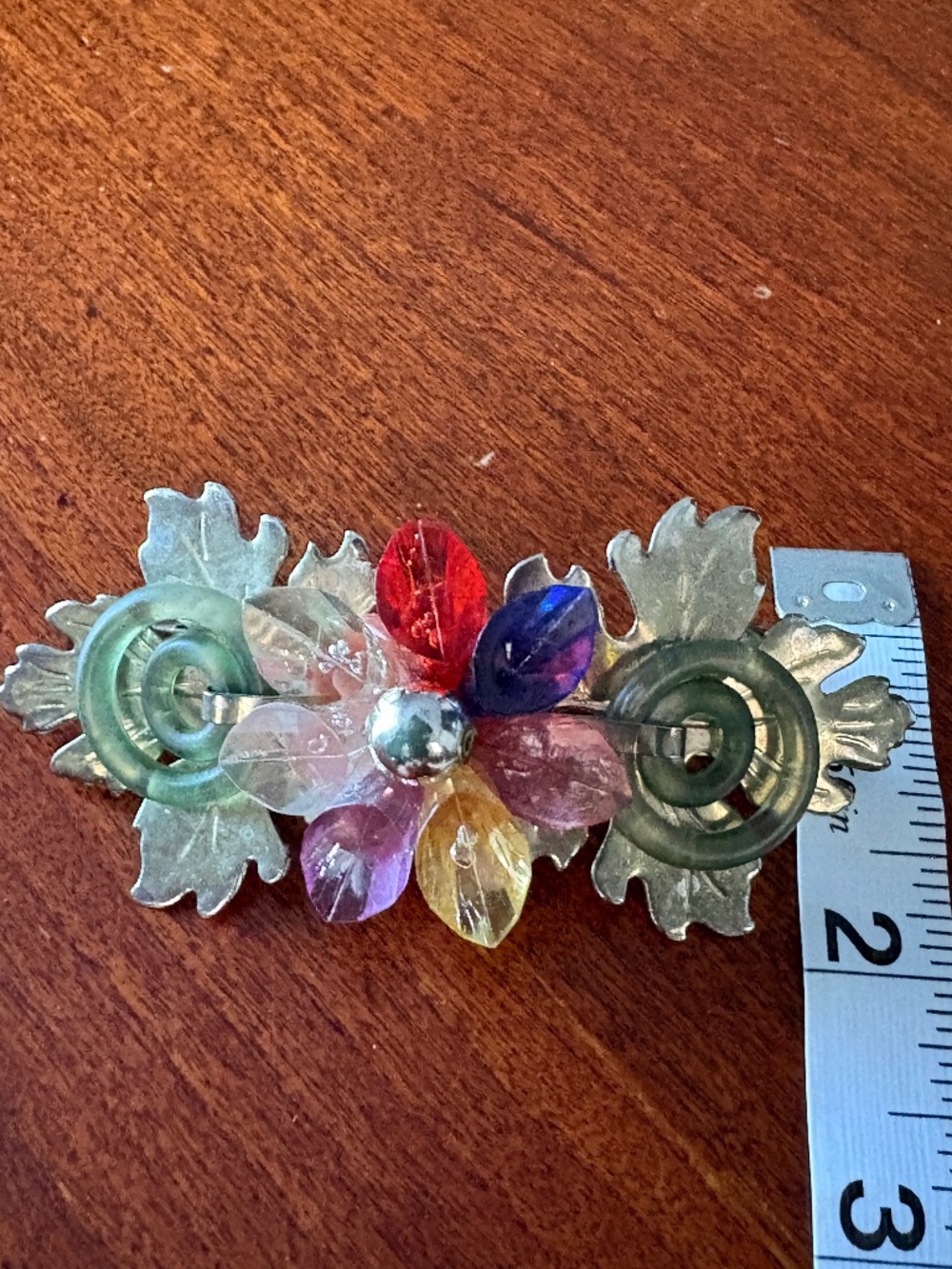 Vintage 1980s Multi-Color Lucite Flower Hair Barrette - Picture 6 of 7